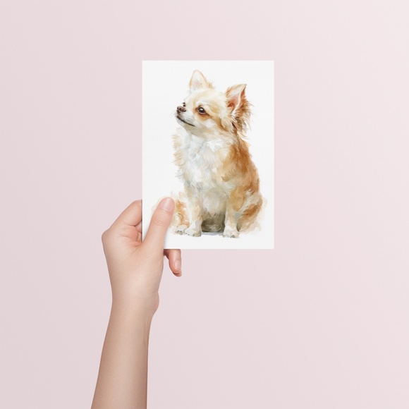 Watercolor Chihuahua Dog Portrait Wall Art Print Poster Unframed - Cute Pet - Picture 5 of 6